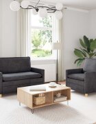 vidaXL Комплект дивани 2 бр. Тъмносиво Полиестер