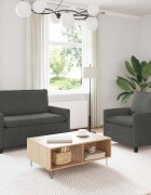 vidaXL Комплект дивани 2 бр. Тъмносиво Текстил