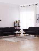 vidaXL Комплект дивани 2 части текстил черен