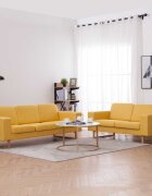 vidaXL Комплект дивани 2 части текстил жълт