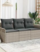 vidaXL Комплект дивани 3 бр. 3-Брой места Сив полиратан