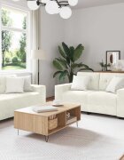 vidaXL Комплект дивани 3 бр. Крем Кадифе
