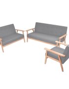 vidaXL Комплект дивани 3 части плат светлосиви