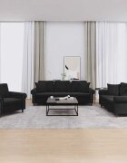 vidaXL Комплект дивани 3 части с възглавници черен кадифе