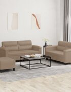vidaXL Комплект дивани 3 части с възглавници капучино изкуствена кожа