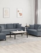 vidaXL Комплект дивани 3 части с възглавници тъмносиво кадифе