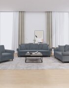 vidaXL Комплект дивани 3 части с възглавници тъмносиво кадифе