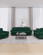 vidaXL Комплект дивани 3 части с възглавници тъмнозелен кадифе