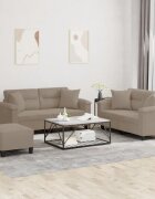 vidaXL Комплект дивани 3 части с възглавници таупе плат микрофибър