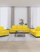 vidaXL Комплект дивани 3 части светложълт текстил