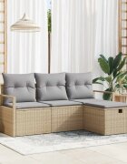vidaXL Комплект дивани 4 бр. 4-Брой места Бежов и Светло Сив полиратан