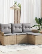 vidaXL Комплект дивани 4 бр. 4-Брой места Бежово полиратан