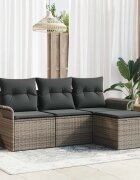 vidaXL Комплект дивани 4 бр. 4-Брой места Сив полиратан