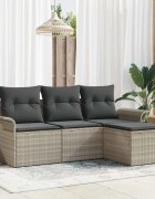 vidaXL Комплект дивани 4 бр. 4-Брой места Сив полиратан