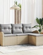 vidaXL Комплект дивани 4 бр. Бежов и Светло Сив полиратан