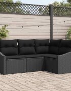 vidaXL Комплект дивани 4 бр. Черно полиратан