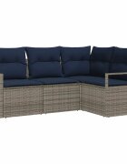 vidaXL Комплект дивани 4 бр. Сив полиратан