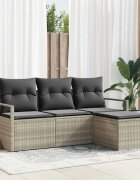 vidaXL Комплект дивани 4 бр. Светлосиво полиратан