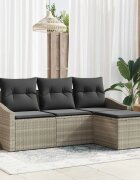 vidaXL Комплект дивани 4 бр. Светлосиво полиратан