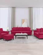 vidaXL Комплект дивани 4 части с възглавници виненочервен кадифе