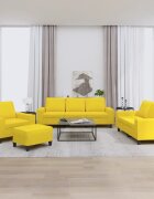 vidaXL Комплект дивани 4 части светложълт текстил