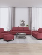 vidaXL Комплект дивани 4 части виненочервен текстил