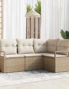 vidaXL Комплект дивани 4 pcs Бежово полиратан