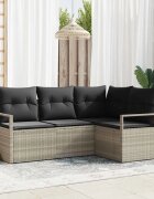 vidaXL Комплект дивани 4 pcs Светлосиво полиратан
