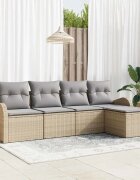 vidaXL Комплект дивани 5 бр. Бежов и Светло Сив полиратан