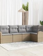 vidaXL Комплект дивани 5 бр. Бежово Полиестер