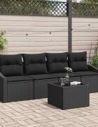 vidaXL Комплект дивани 5 бр. Черно 55 x 55 x 37 см полиратан