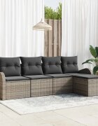 vidaXL Комплект дивани 5 бр. Сив полиратан