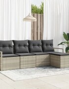 vidaXL Комплект дивани 5 бр. Светлосиво полиратан