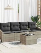 vidaXL Комплект дивани 5 бр. Светлосиво полиратан