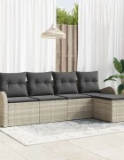 vidaXL Комплект дивани 5 бр. Светлосиво полиратан