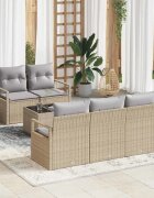 vidaXL Комплект дивани 6 бр. 5-Брой места Бежово и сиво полиратан