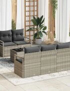 vidaXL Комплект дивани 6 бр. 5-Брой места Светлосиво полиратан