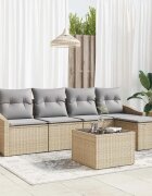 vidaXL Комплект дивани 6 бр. Бежов и Светло Сив полиратан