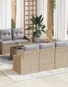 vidaXL Комплект дивани 6 бр. Бежово и сиво полиратан