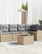 vidaXL Комплект дивани 6 бр. Бежово Полиестер
