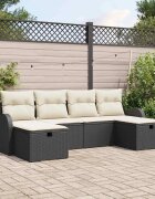 vidaXL Комплект дивани 6 бр. Черен и кремав 234 x 117 x 85 см