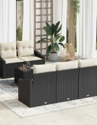 vidaXL Комплект дивани 6 бр. Черен и кремав 55 x 55 x 37 см полиратан