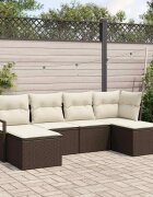vidaXL Комплект дивани 6 бр. Кафяво полиратан