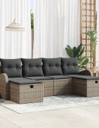 vidaXL Комплект дивани 6 бр. Сив полиратан