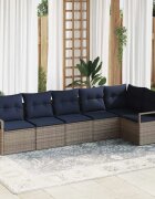 vidaXL Комплект дивани 6 бр. Сив полиратан