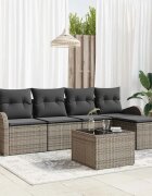 vidaXL Комплект дивани 6 бр. Сив полиратан