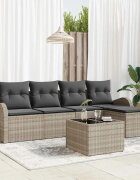 vidaXL Комплект дивани 6 бр. Светлосиво полиратан