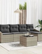 vidaXL Комплект дивани 6 бр. Светлосиво полиратан