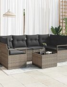 vidaXL Комплект дивани 7 бр. 6-Брой места Сив полиратан