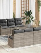 vidaXL Комплект дивани 7 бр. 6-Брой места Светлосиво полиратан